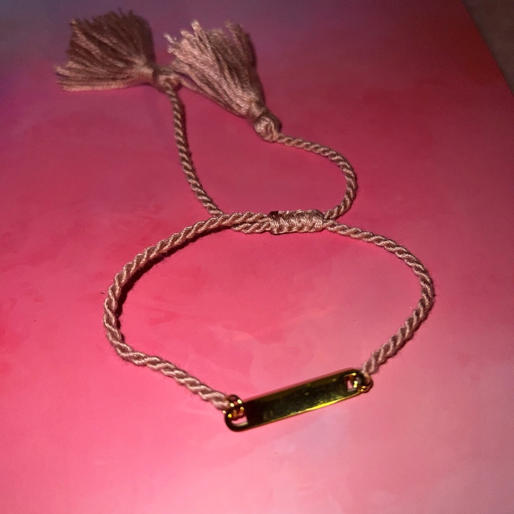 Plunder Pink Cord Bracelet with Gold Plate